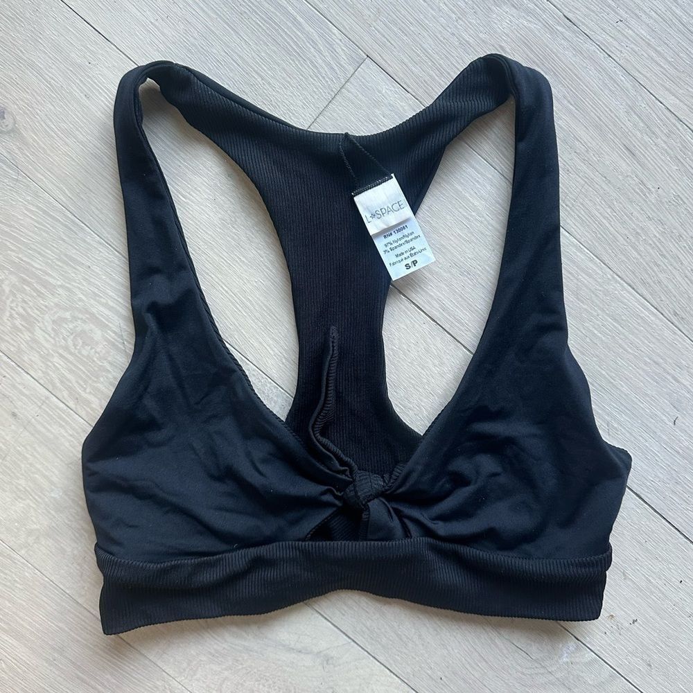 L*SPACE black Racerback sports bra